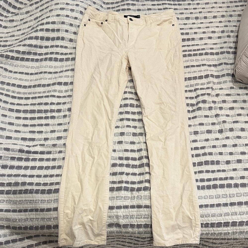 Ralph Lauren Women's Straight Leg Cream Jeans